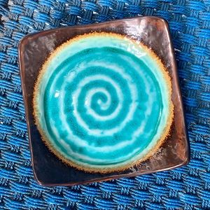 Ceramic Dish for Decorative Use! Aqua and Brown